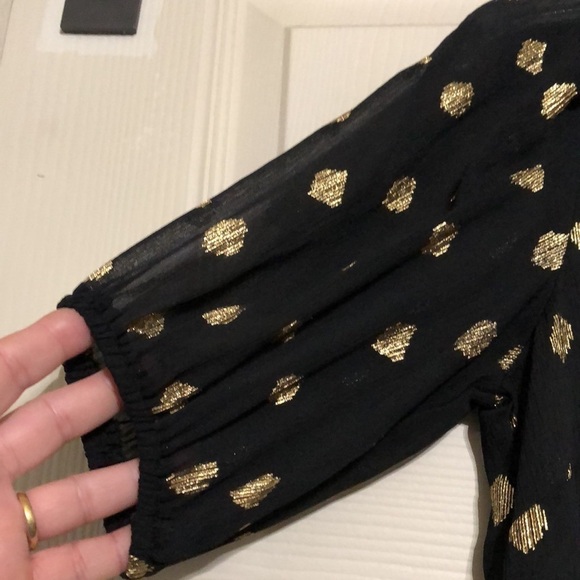 Sheer black with gold dots dress size XS - Picture 3 of 7